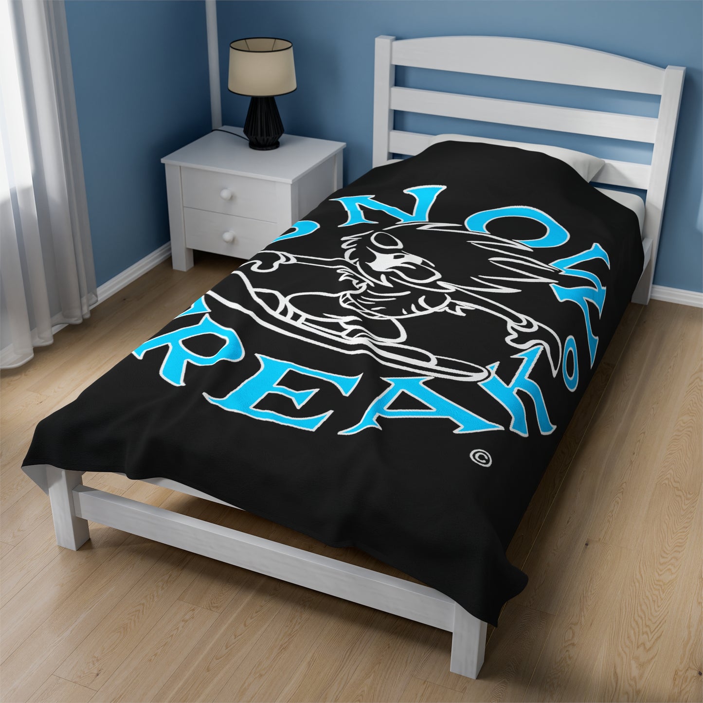 NEON BLUE N' WHITE SNOW FREAK© Velveteen Plush Blanket