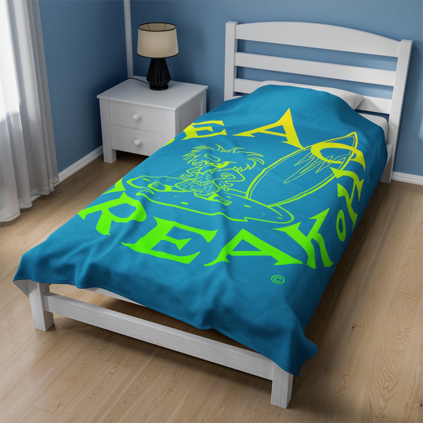 LIME & YELLOW BEACH FREAK© Velveteen Plush Blanket