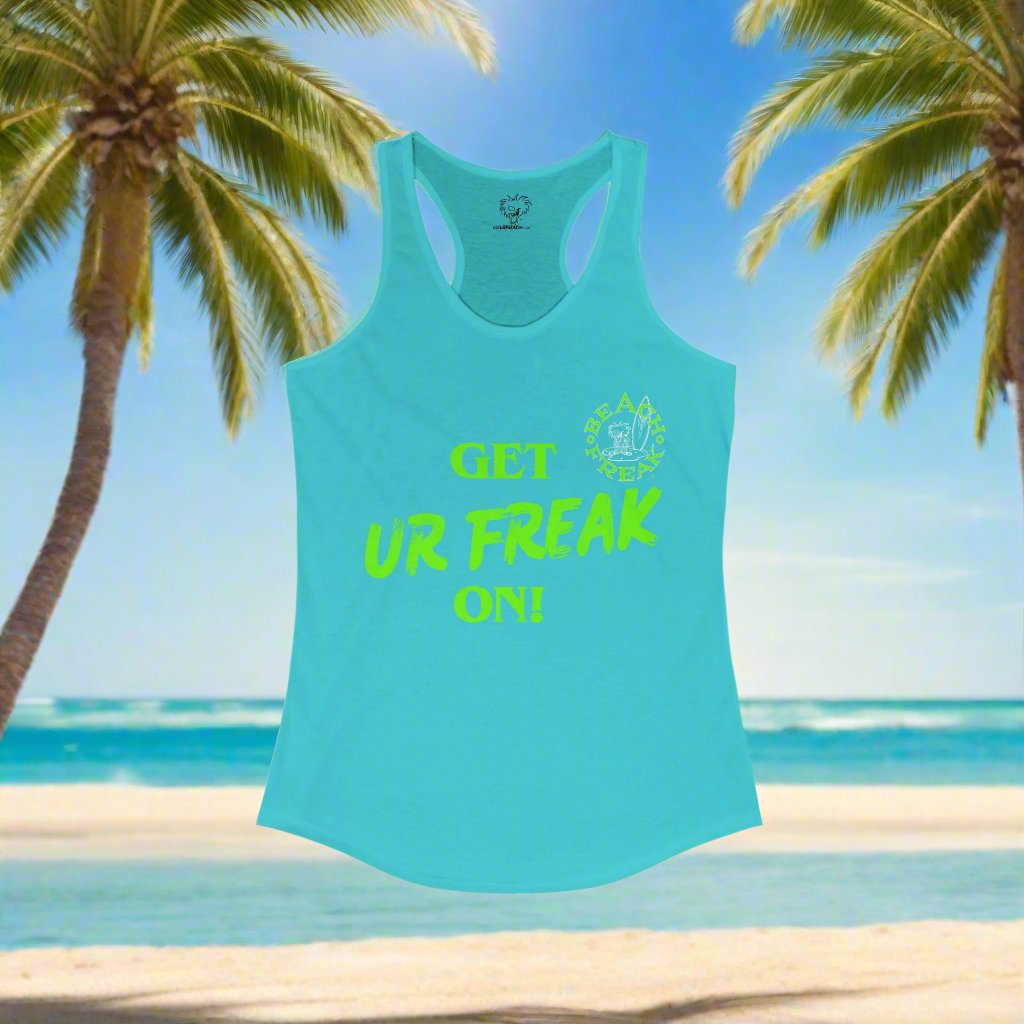 'GET UR FREAK ON!' LIME BEACH FREAK© Racerback Tank