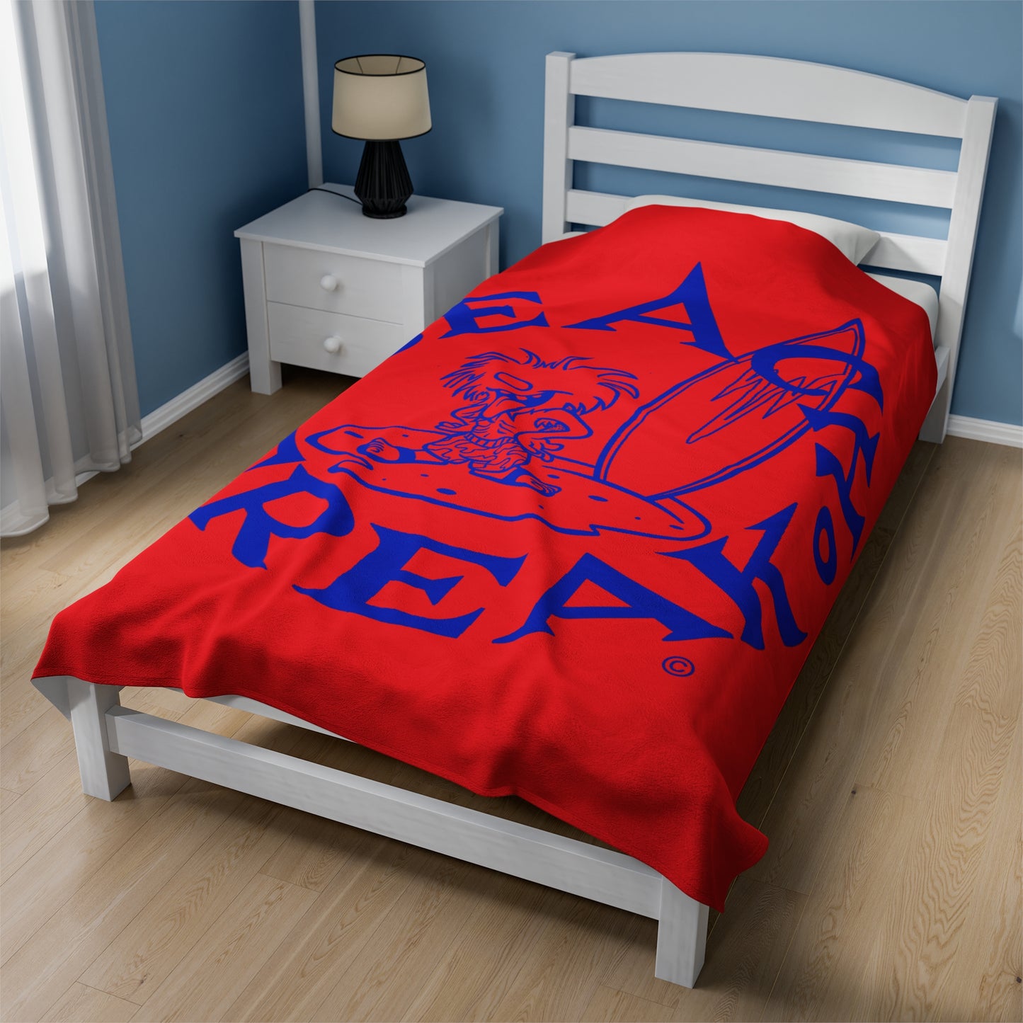 BLUE BEACH FREAK© Velveteen Plush Blanket