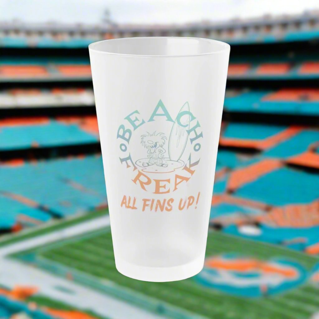 MIAMI BEACH FREAK© 'ALL FINS UP!' Frosted Pint Glass