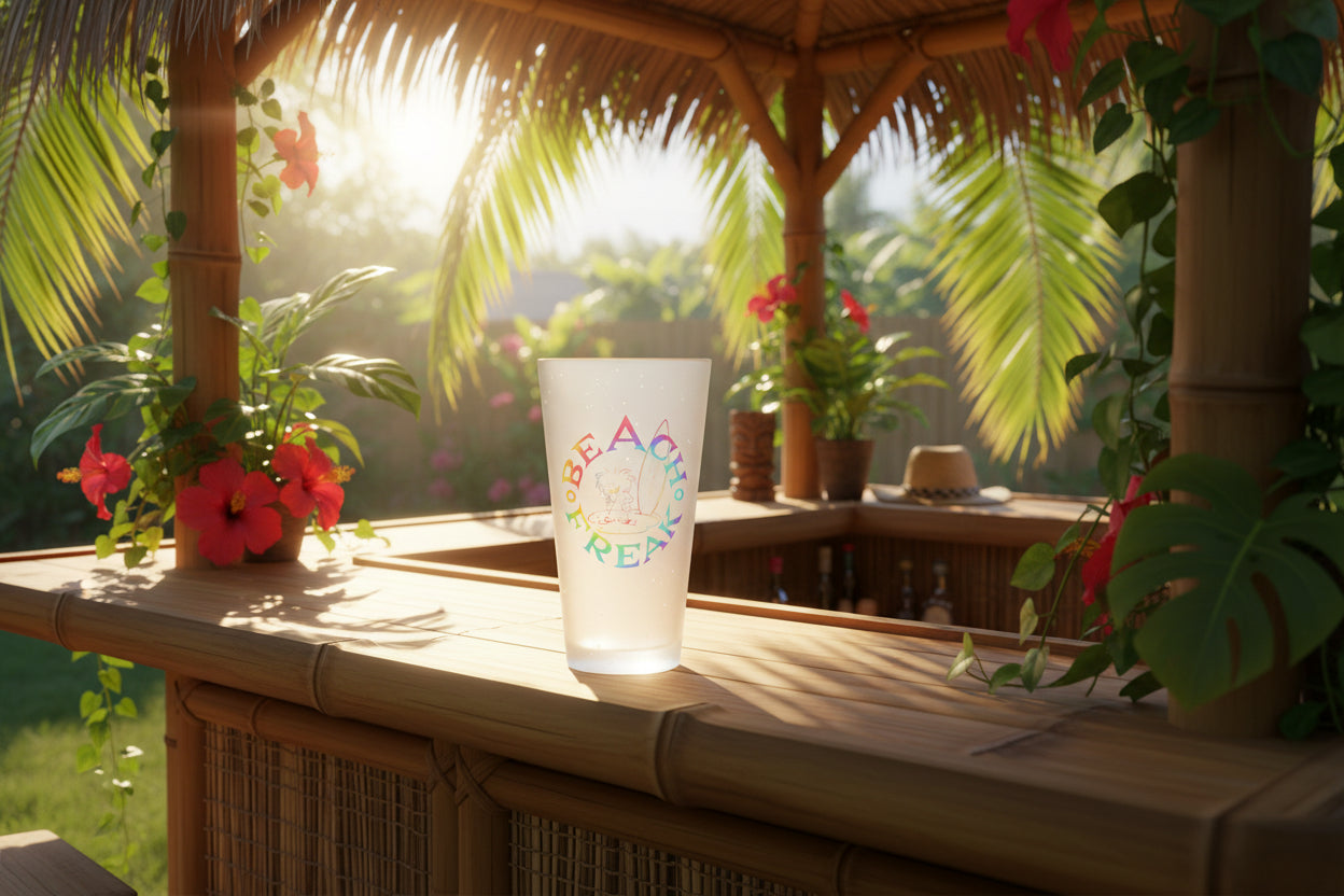 TIE-DYE BEACH FREAK© Frosted Pint Glass