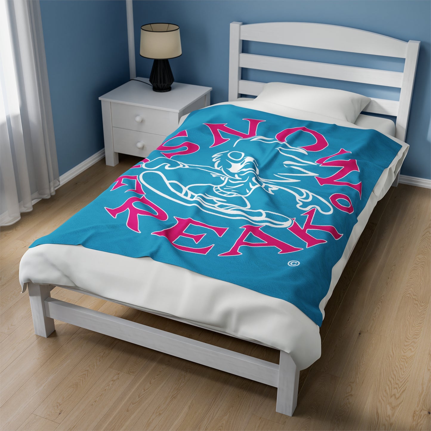 PINK N' WHITE SNOW FREAK© Velveteen Plush Blanket