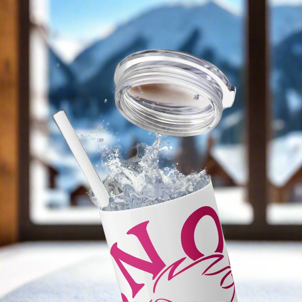 PINK SNOW FREAK© Skinny Tumbler with Straw