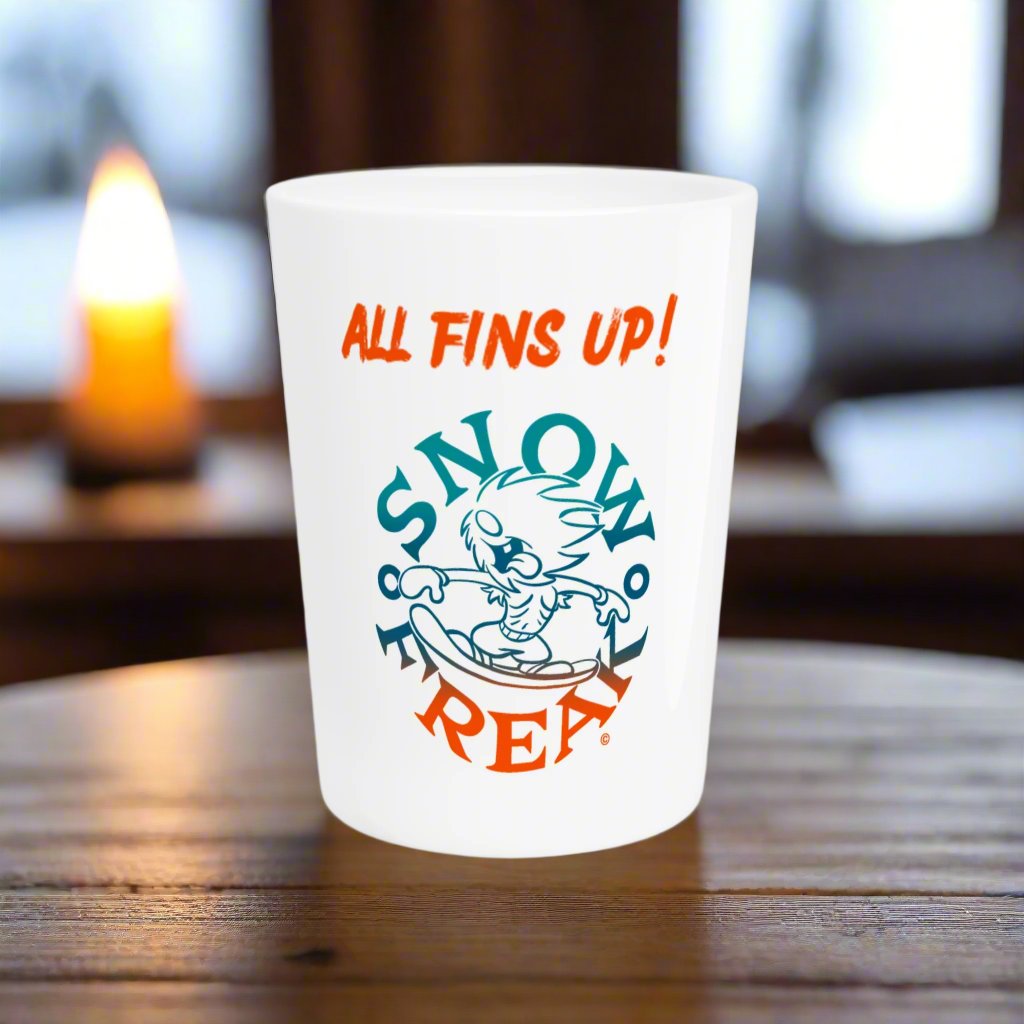 MIAMI SNOW FREAK© 'ALL FINS UP!' Ceramic Shot Glass