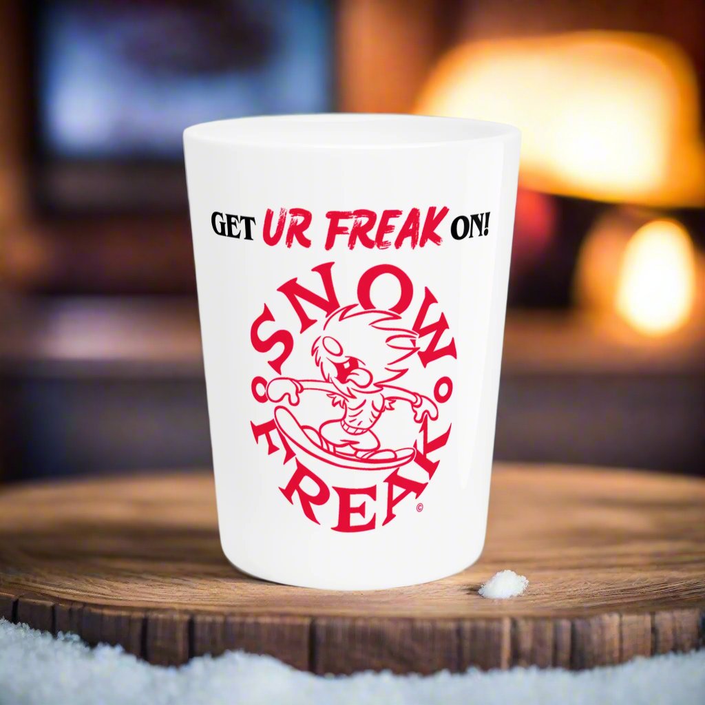 NEON RED SNOW FREAK© Ceramic Shot Glass