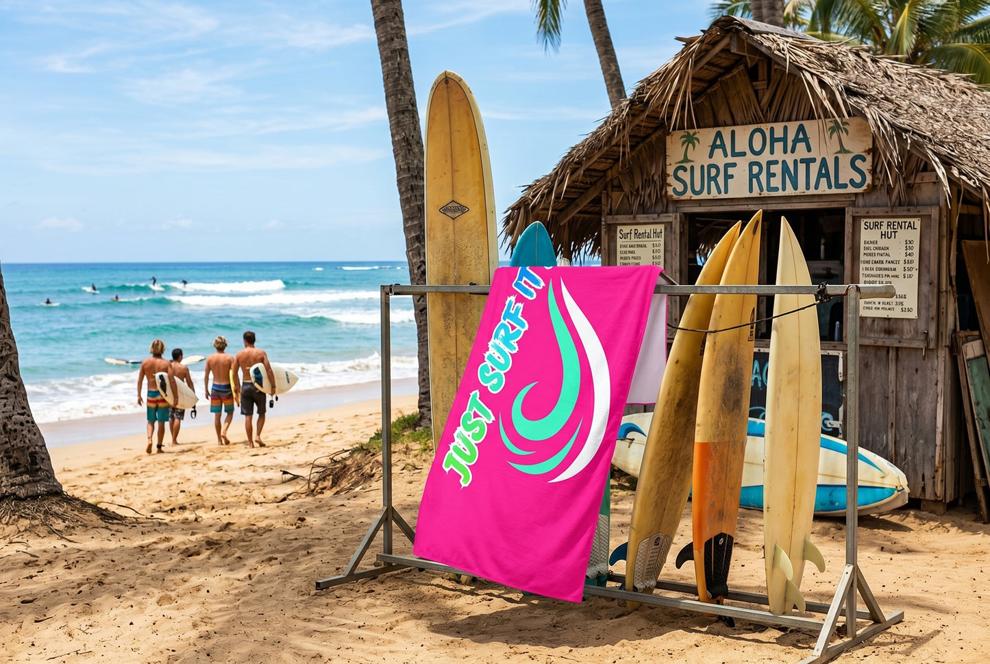 JUST SURF IT! - BEACH FREAK© MUY GRANDE MINK COTTON TOWEL