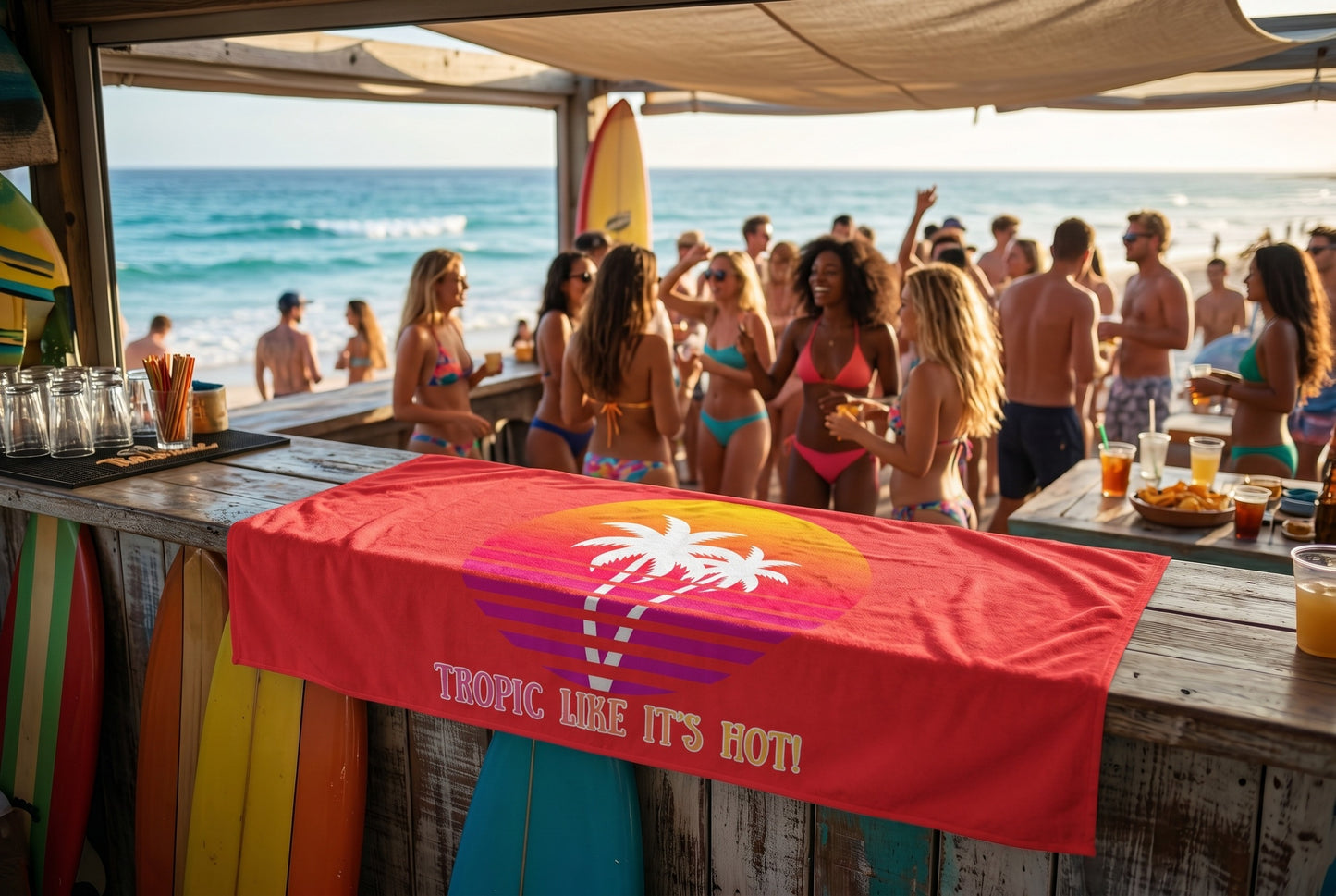 TROPIC LIKE IT'S HOT! - BEACH FREAK© MUY GRANDE MINK COTTON TOWEL