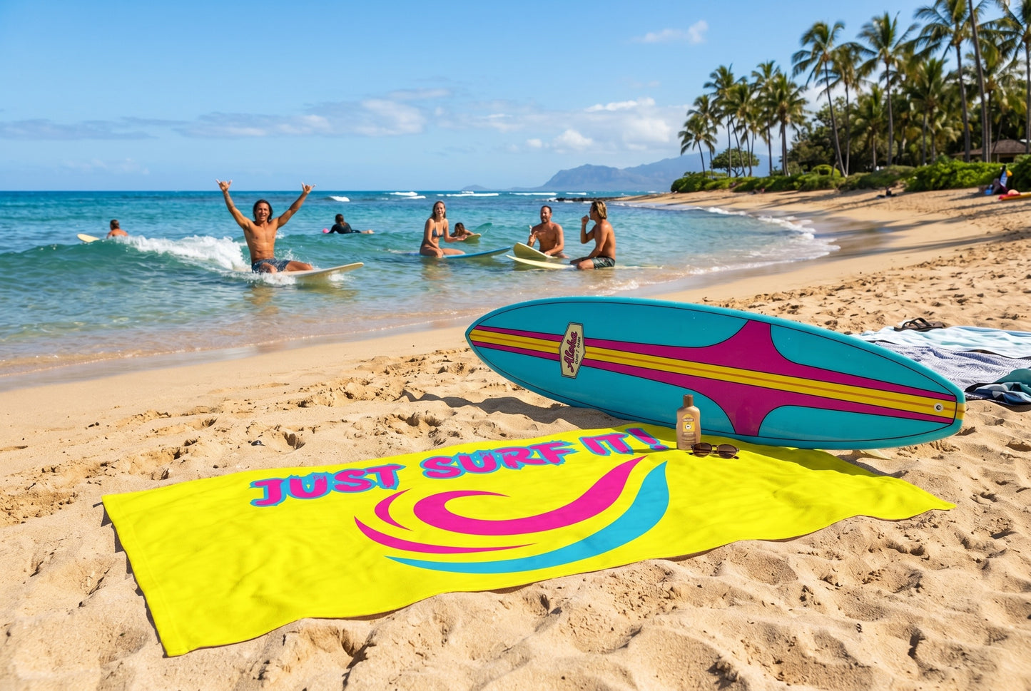 JUST SURF IT! - BEACH FREAK© MUY GRANDE MINK COTTON TOWEL