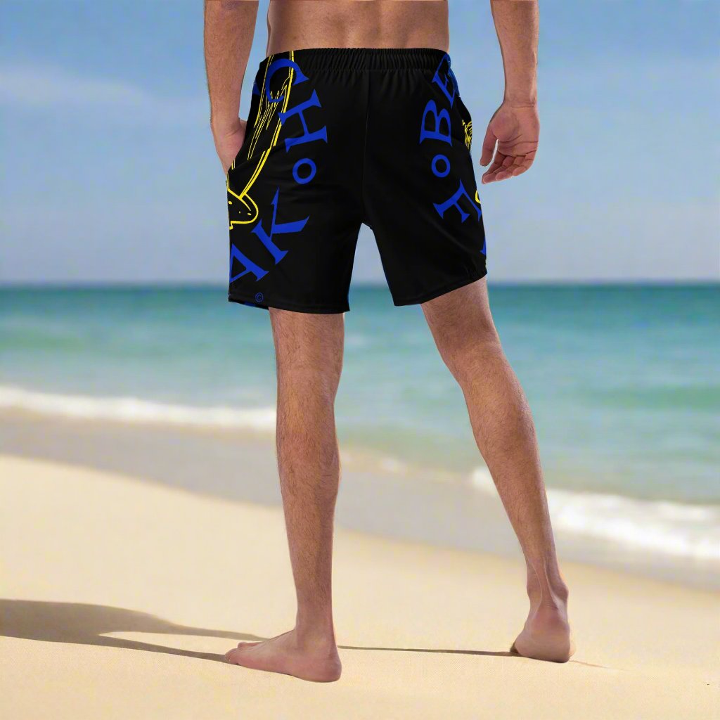 BLUE & YELLOW BEACH FREAK© SPLASH'D© MEN'S SWIM TRUNKS