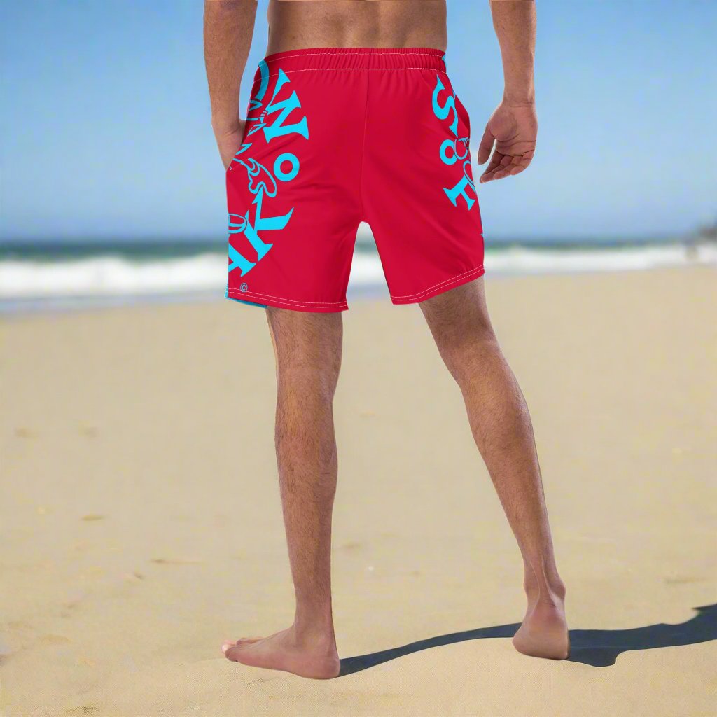 NEON BLUE SNOW FREAK© SPLASH'D© MEN'S SWIM TRUNKS