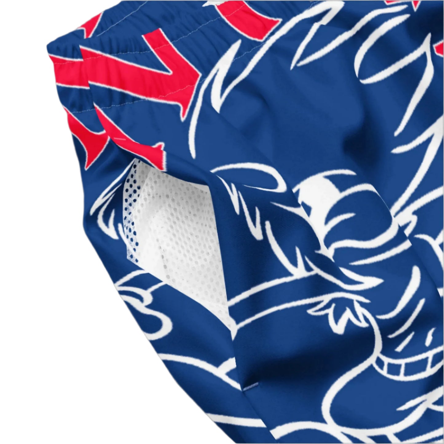 RED & WHITE SNOW FREAK© SPLASH'D© MEN'S SWIM TRUNKS