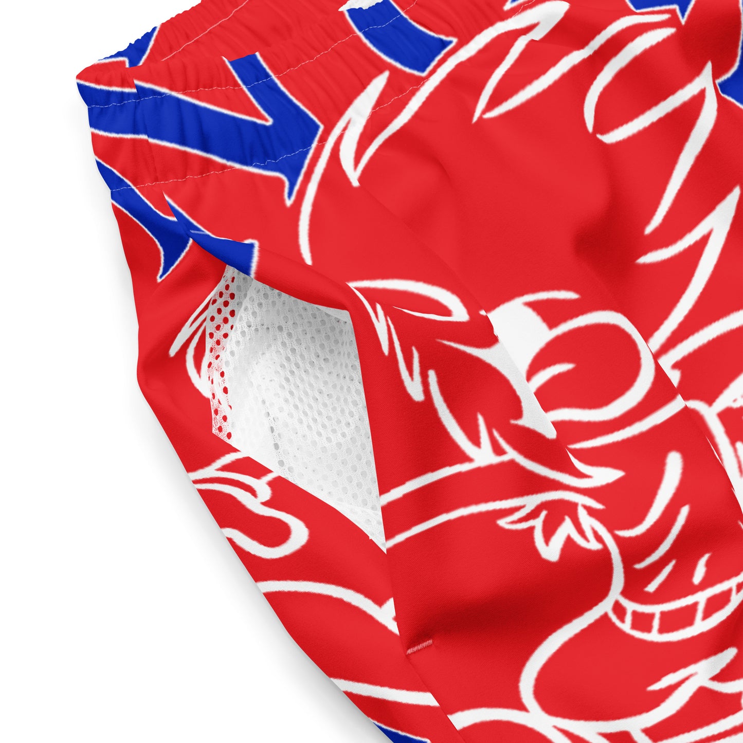 BLUE 'N' WHITE SNOW FREAK© SPLASH'D© MEN'S SWIM TRUNKS