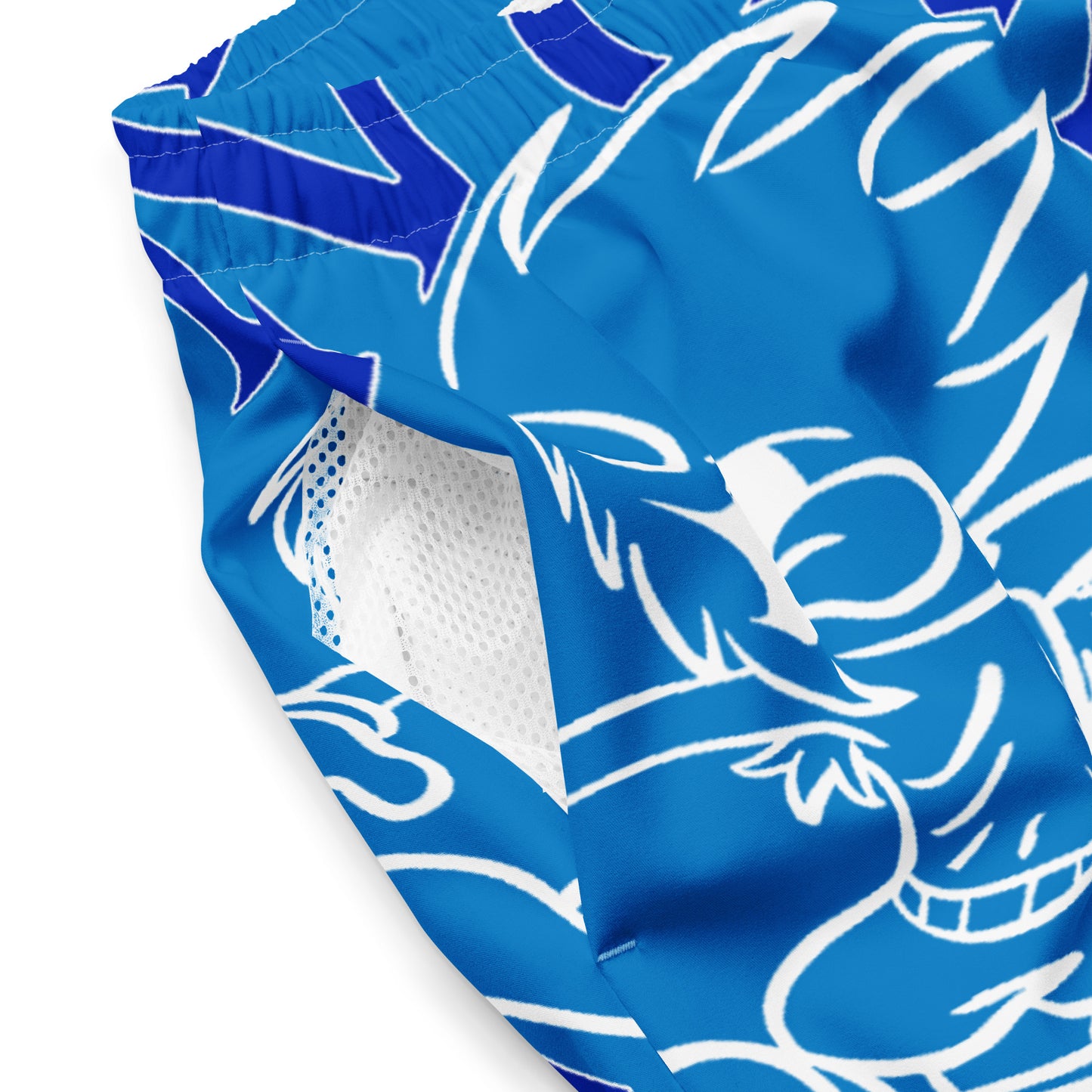 BLUE 'N' WHITE SNOW FREAK© SPLASH'D© MEN'S SWIM TRUNKS