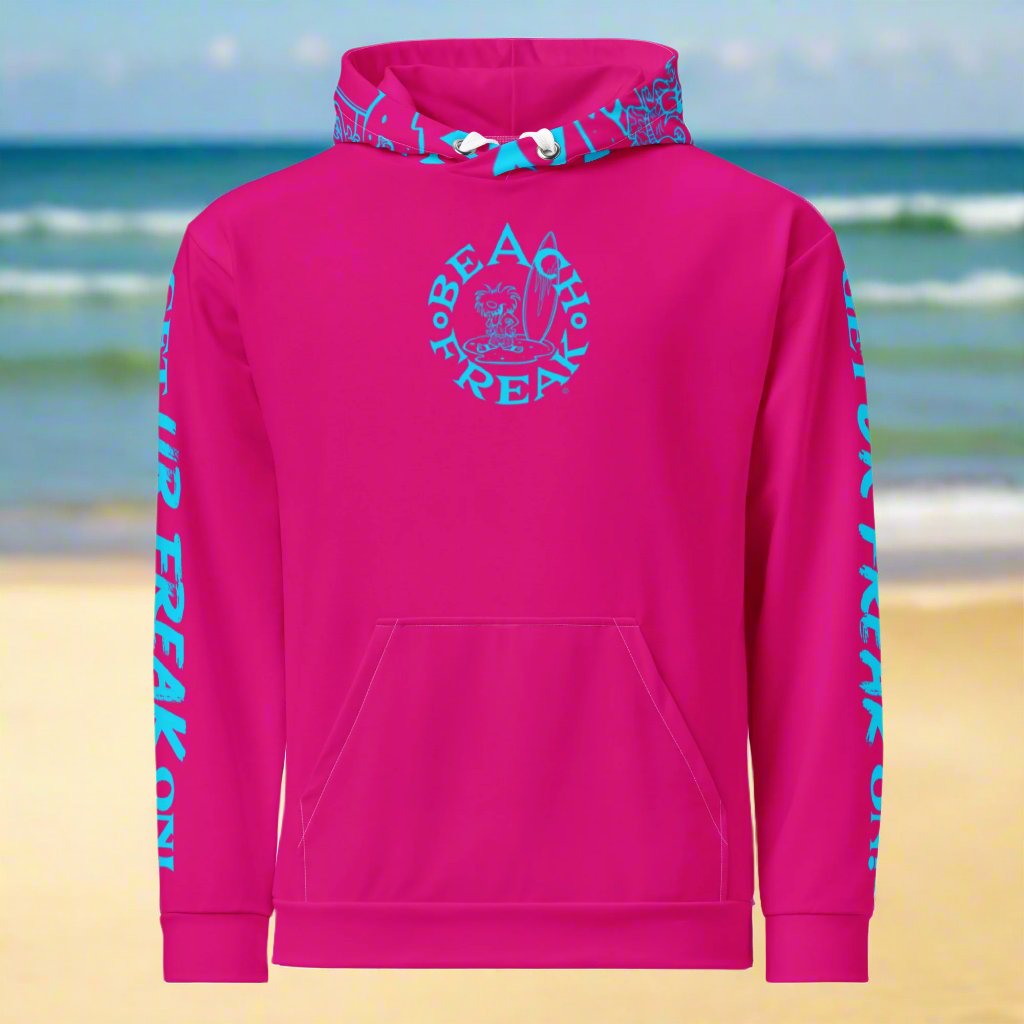 NEON BLUE BEACH FREAK© TRADITIONAL PULLOVER HOODIE