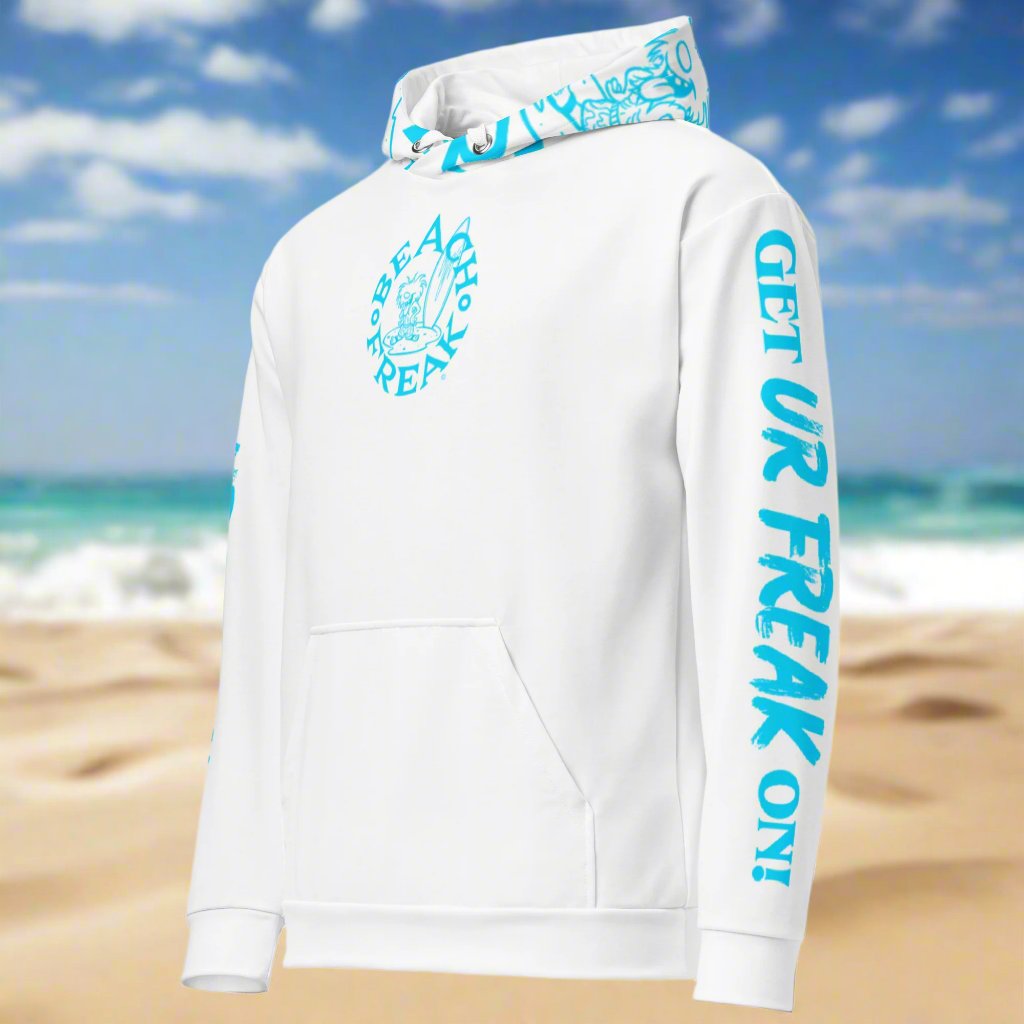 NEON BLUE BEACH FREAK© TRADITIONAL PULLOVER HOODIE