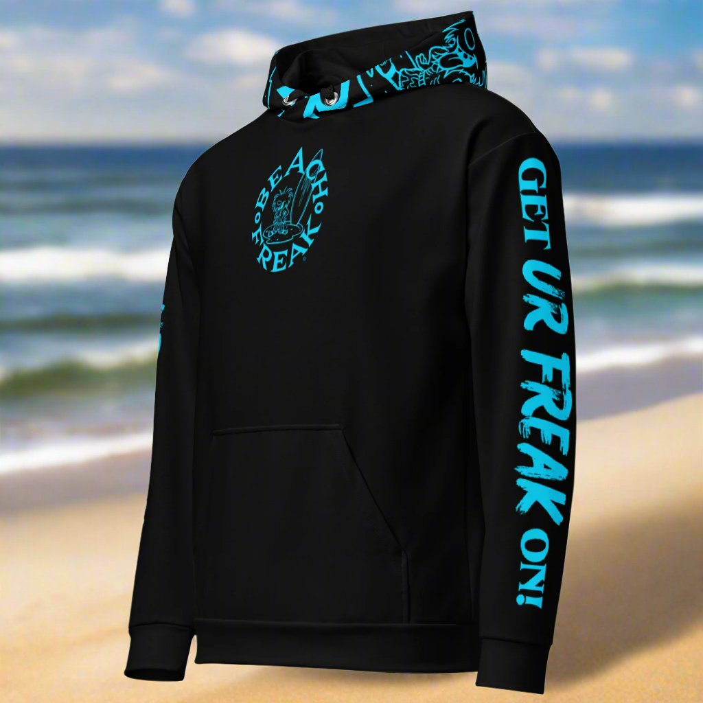 NEON BLUE BEACH FREAK© TRADITIONAL PULLOVER HOODIE