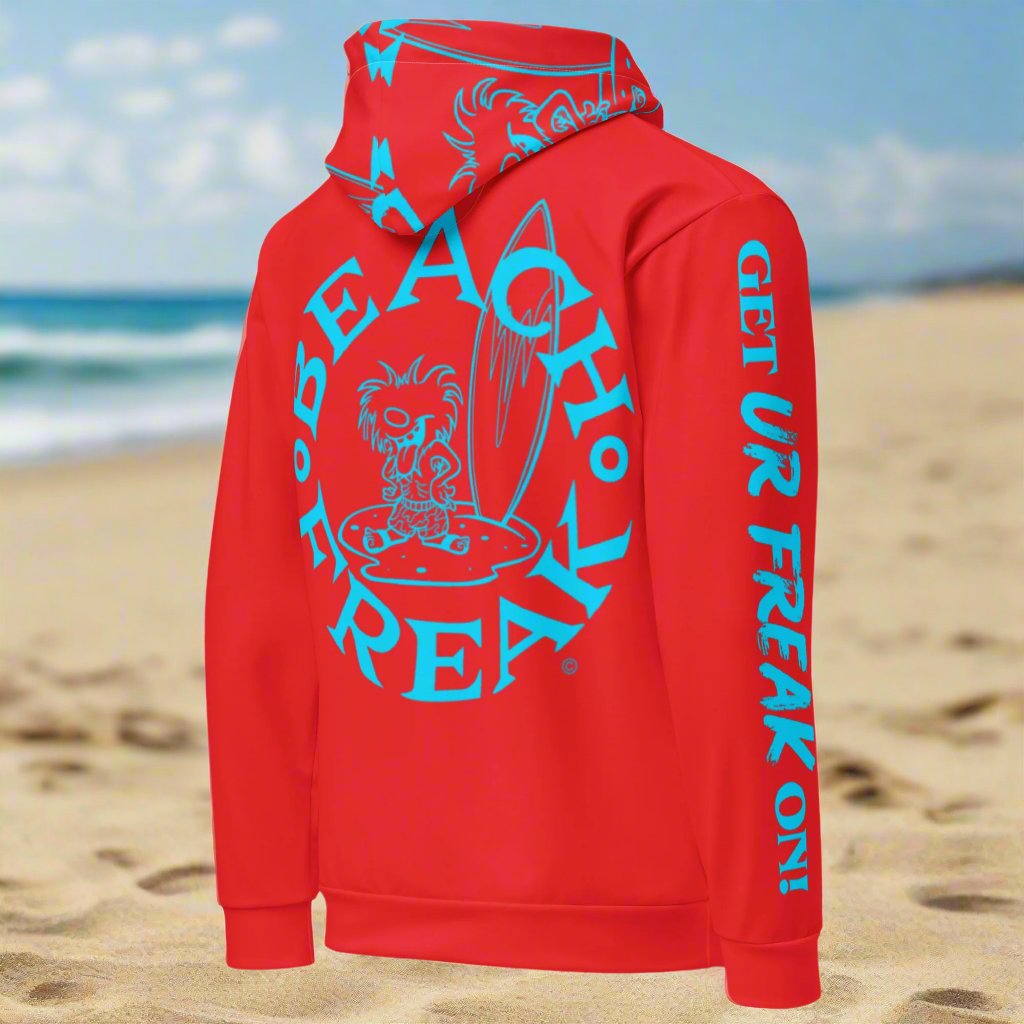 NEON BLUE BEACH FREAK© TRADITIONAL PULLOVER HOODIE