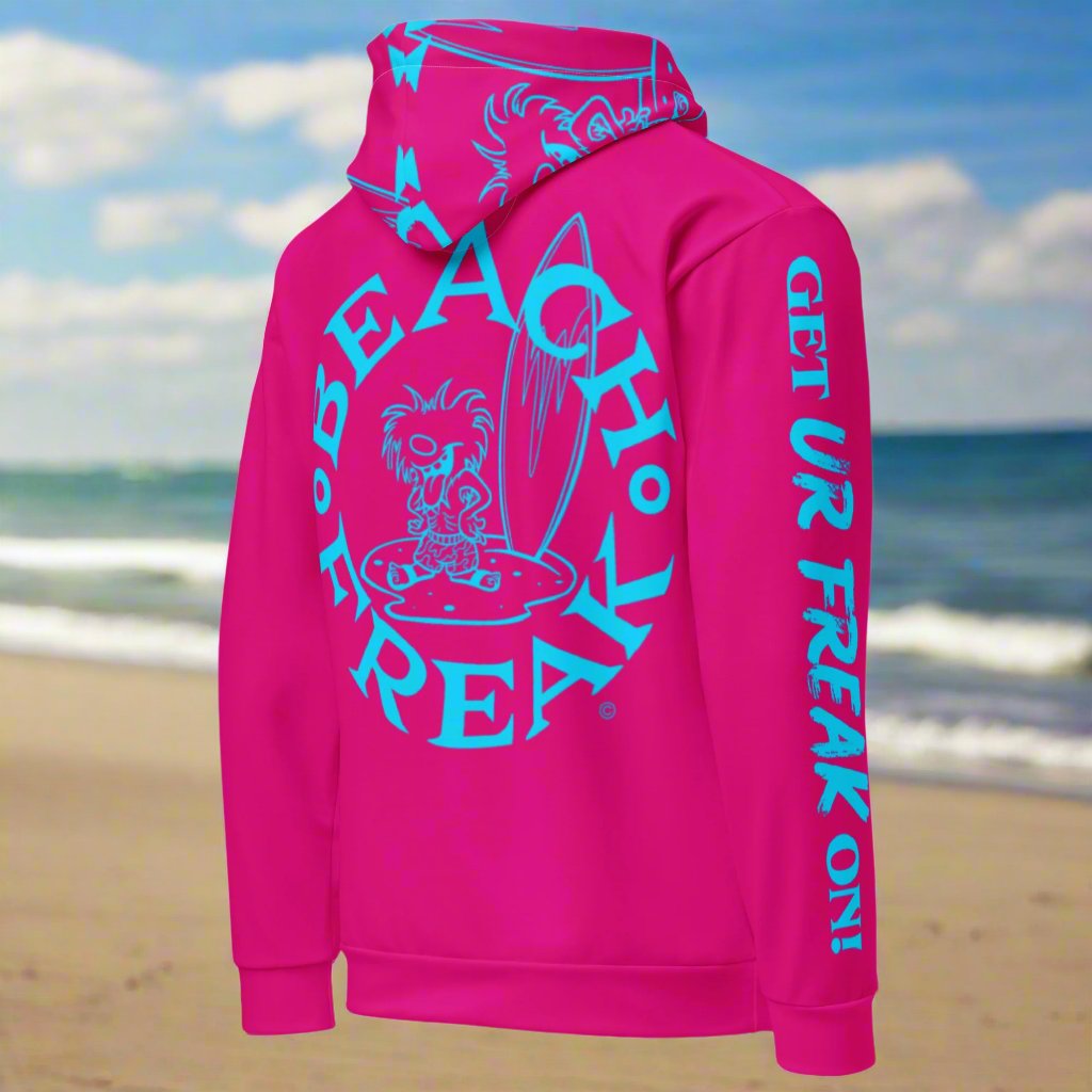 NEON BLUE BEACH FREAK© TRADITIONAL PULLOVER HOODIE
