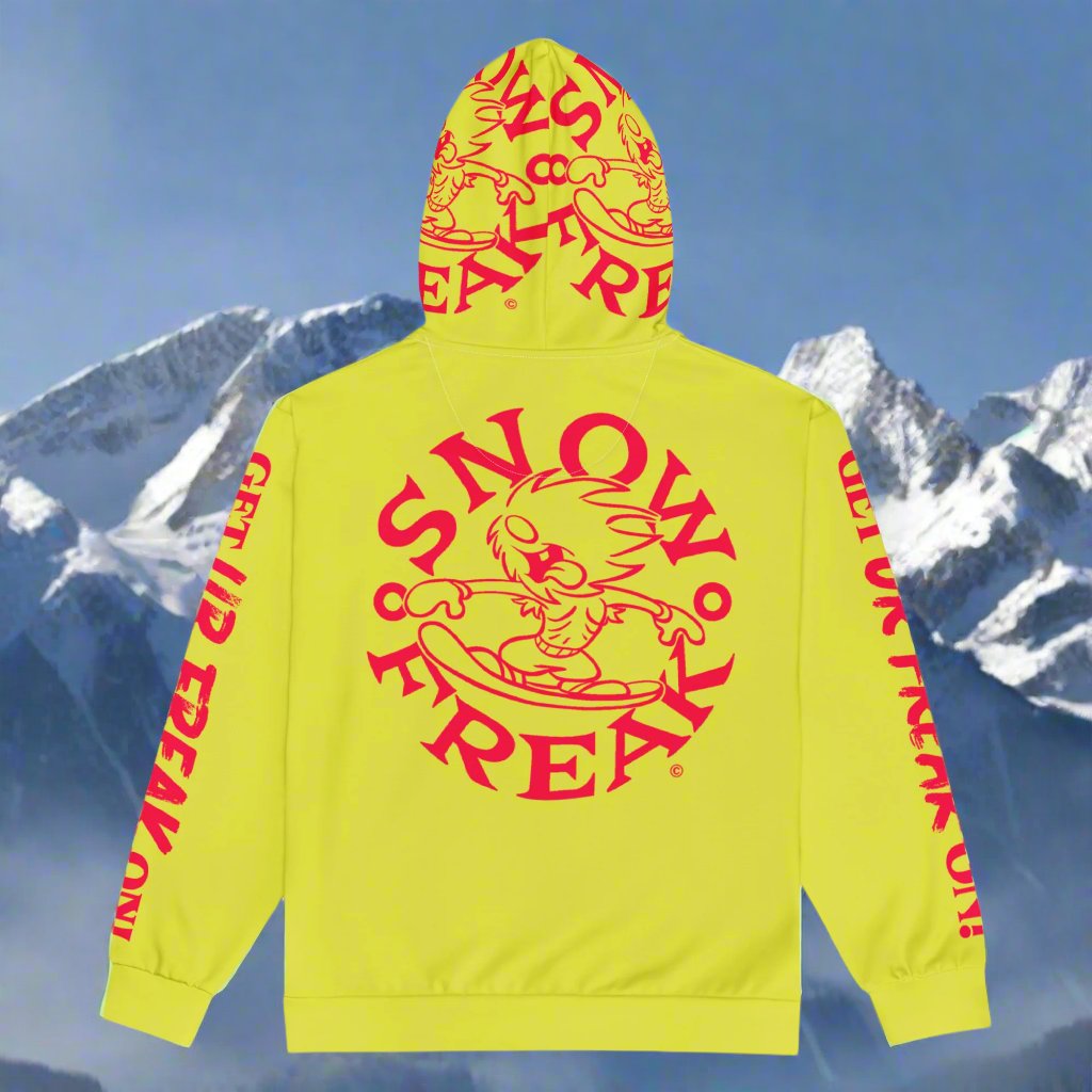 NEON RED SNOW FREAK© TRADITIONAL ZIP-UP HOODIE