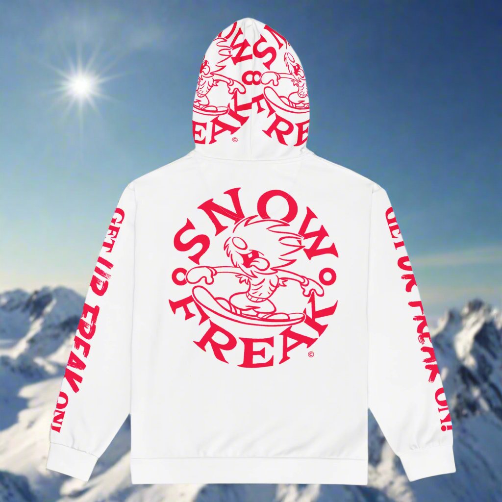 NEON RED SNOW FREAK© TRADITIONAL ZIP-UP HOODIE