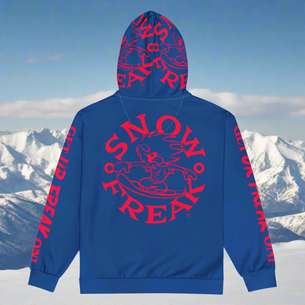 NEON RED SNOW FREAK© TRADITIONAL ZIP-UP HOODIE