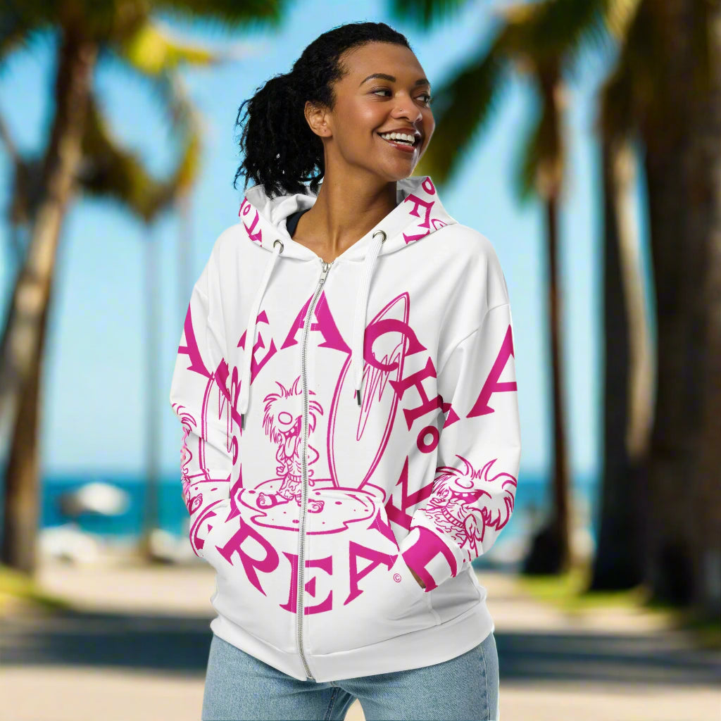 PINK BEACH FREAK© SPLASH'D© ZIP-UP HOODIE