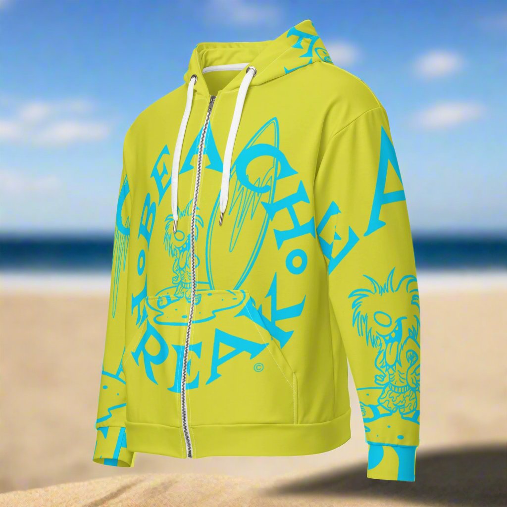 NEON BLUE BEACH FREAK© SPLASH'D© ZIP-UP HOODIE