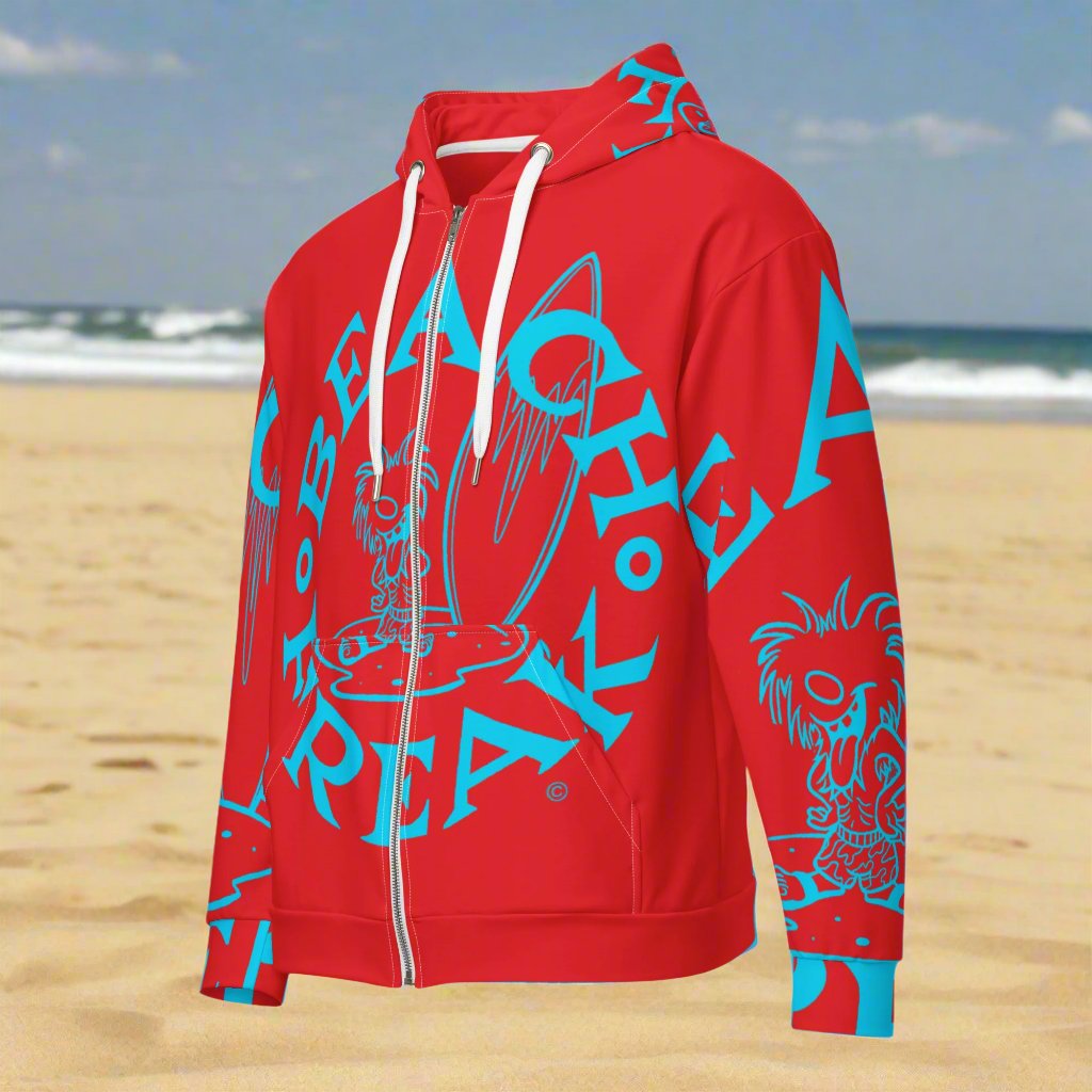 NEON BLUE BEACH FREAK© SPLASH'D© ZIP-UP HOODIE