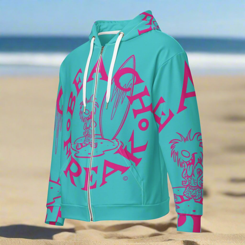 PINK BEACH FREAK© SPLASH'D© ZIP-UP HOODIE