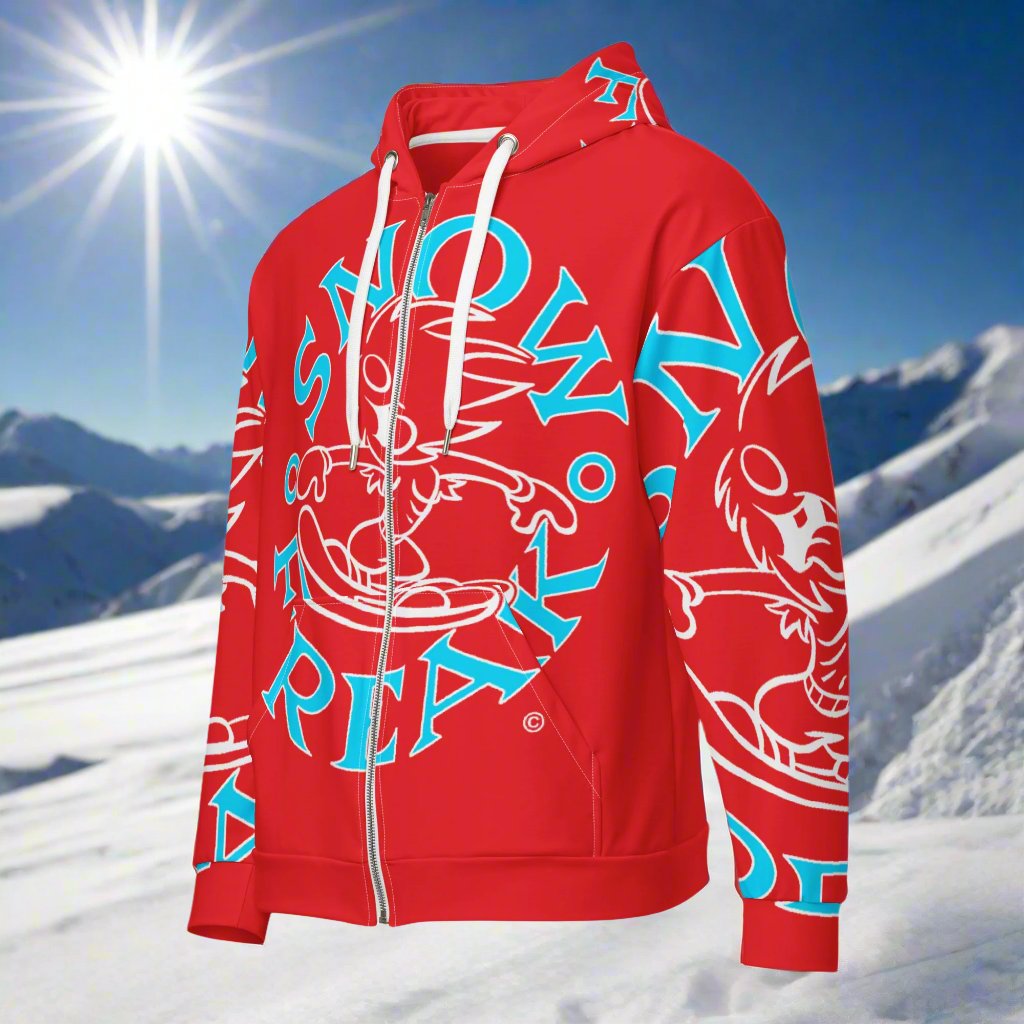 NEON BLUE & WHITE SNOW FREAK© SPLASH'D© ZIP-UP HOODIE