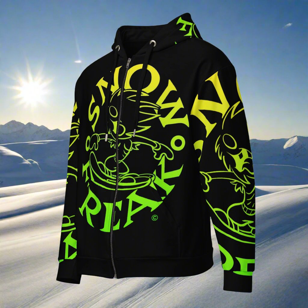 LIME & YELLOW SNOW FREAK© SPLASH'D© ZIP-UP HOODIE
