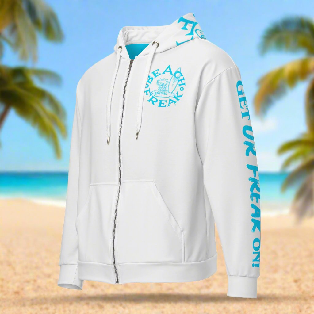 NEON BLUE BEACH FREAK© TRADITIONAL ZIP-UP HOODIE