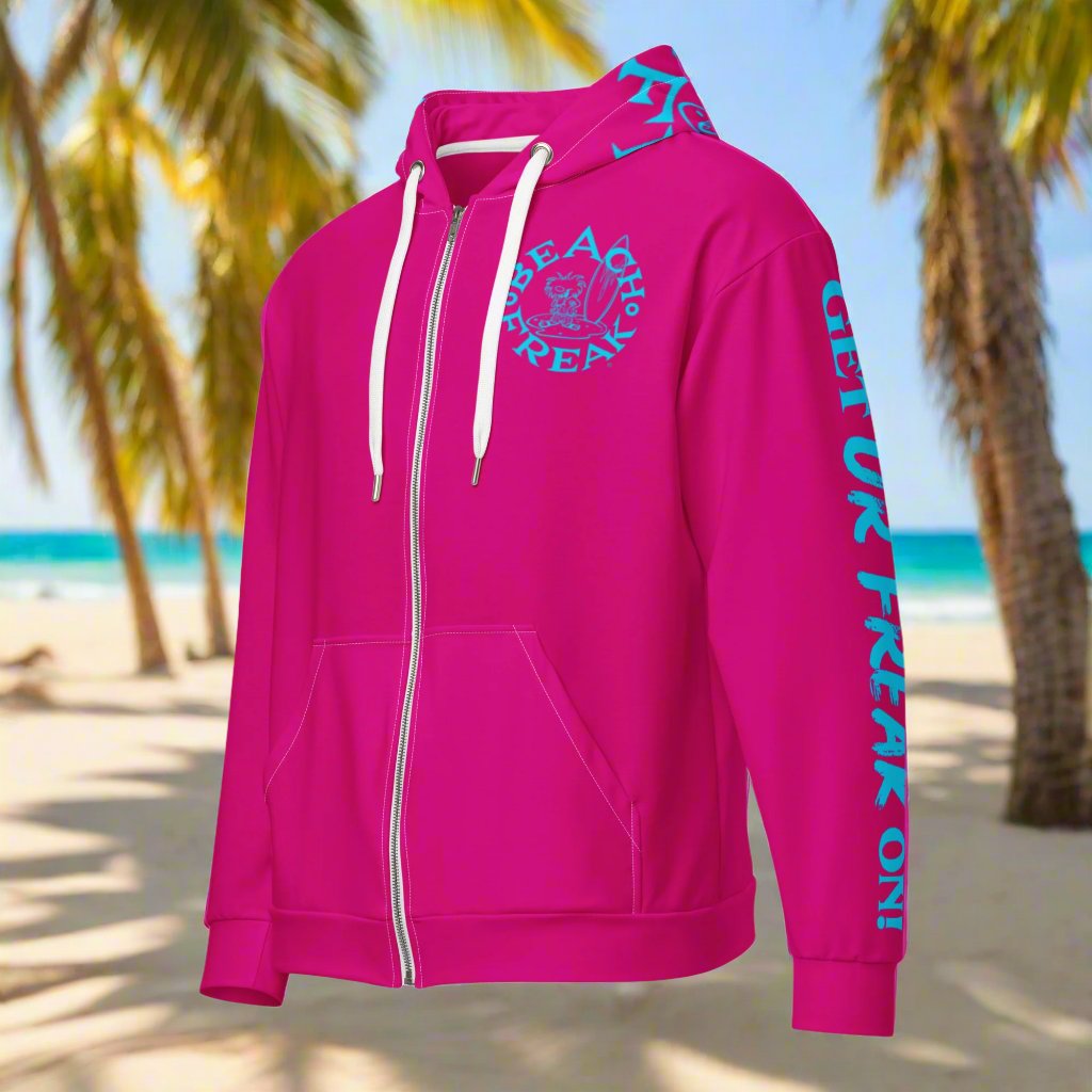 NEON BLUE BEACH FREAK© TRADITIONAL ZIP-UP HOODIE