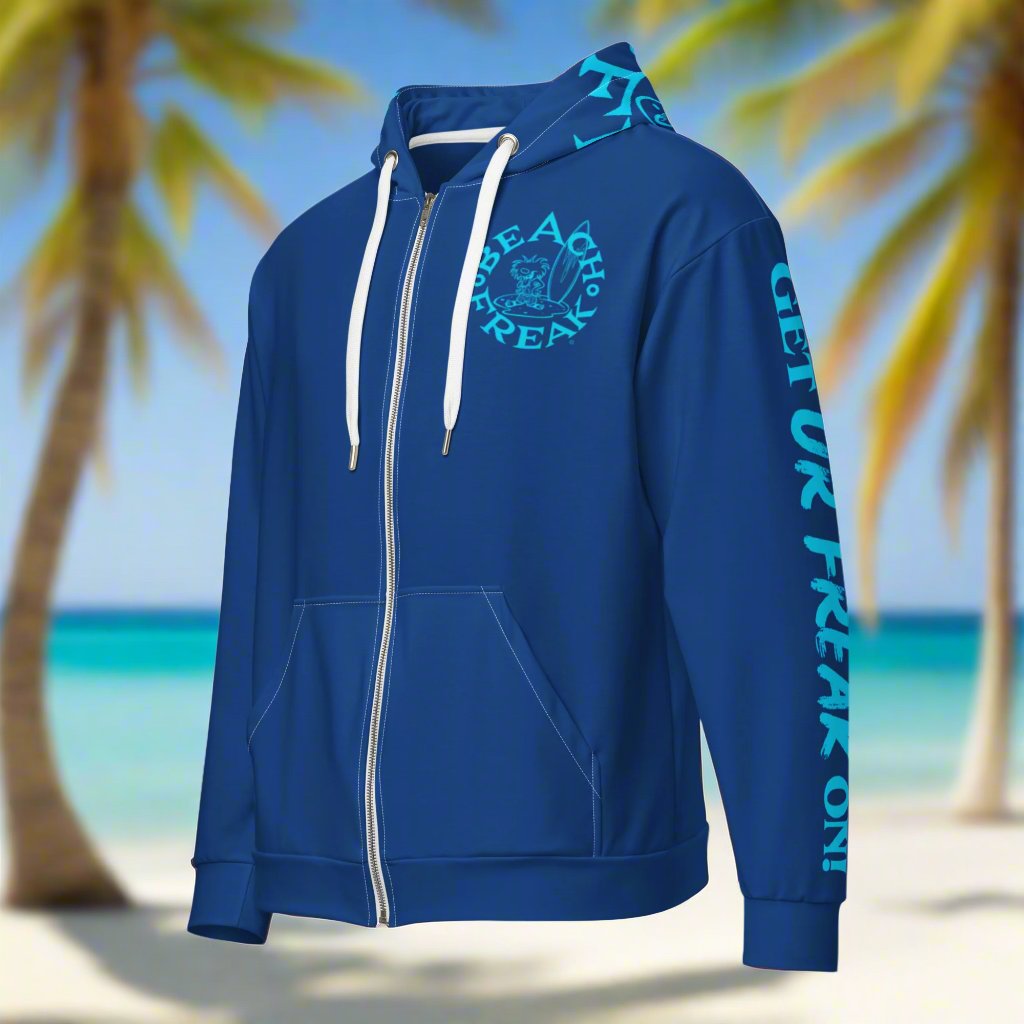 NEON BLUE BEACH FREAK© TRADITIONAL ZIP-UP HOODIE
