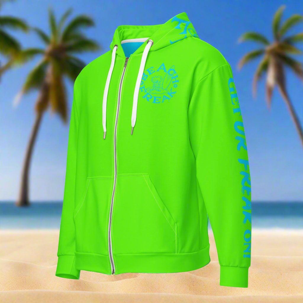 NEON BLUE BEACH FREAK© TRADITIONAL ZIP-UP HOODIE