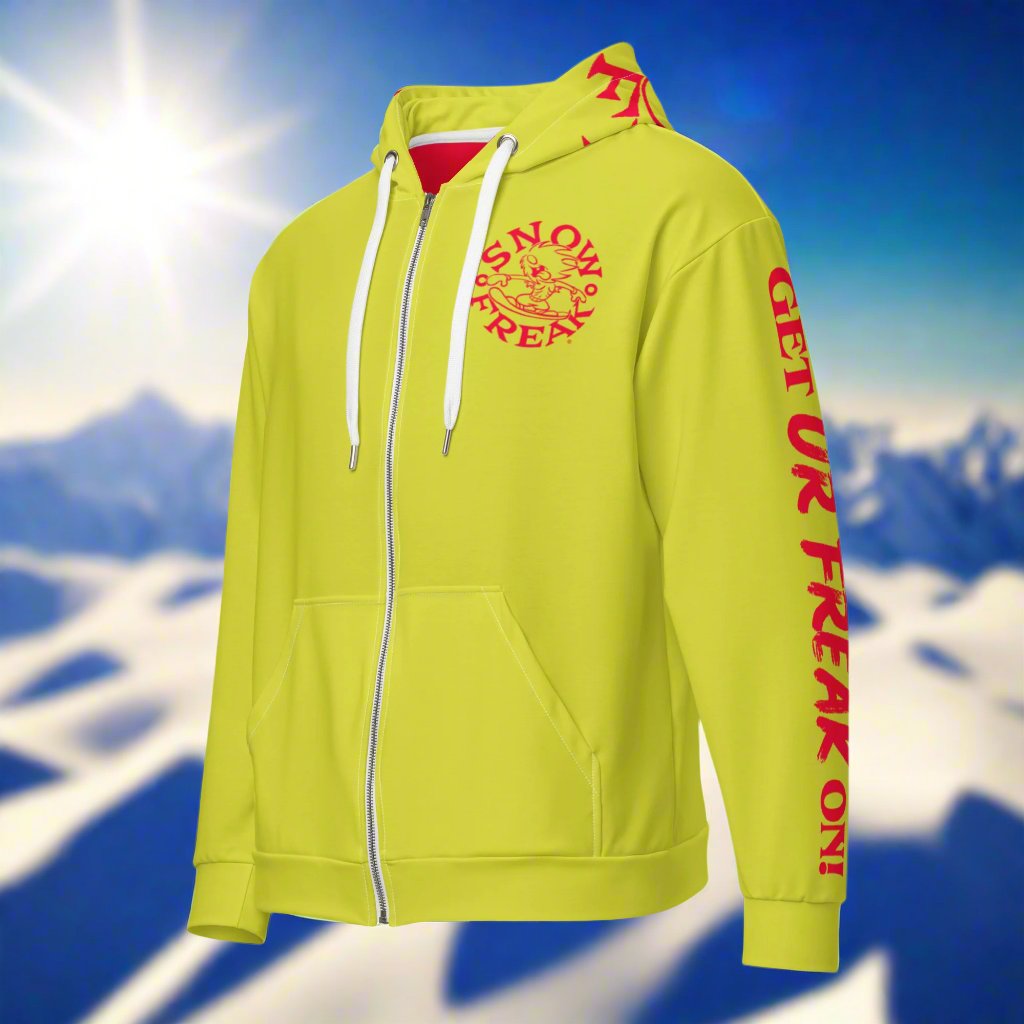 NEON RED SNOW FREAK© TRADITIONAL ZIP-UP HOODIE