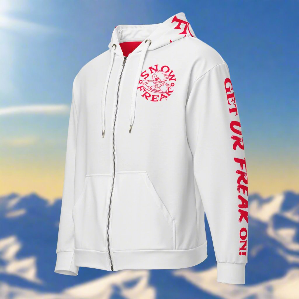 NEON RED SNOW FREAK© TRADITIONAL ZIP-UP HOODIE