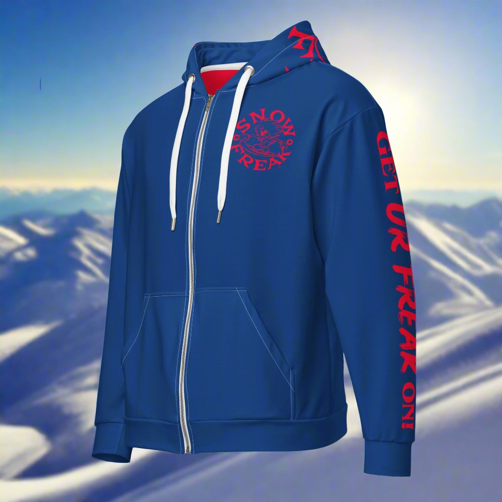 NEON RED SNOW FREAK© TRADITIONAL ZIP-UP HOODIE