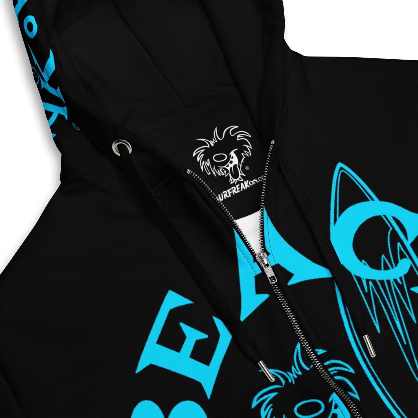 NEON BLUE BEACH FREAK SPLASH'D© ZIP-UP HOODIE