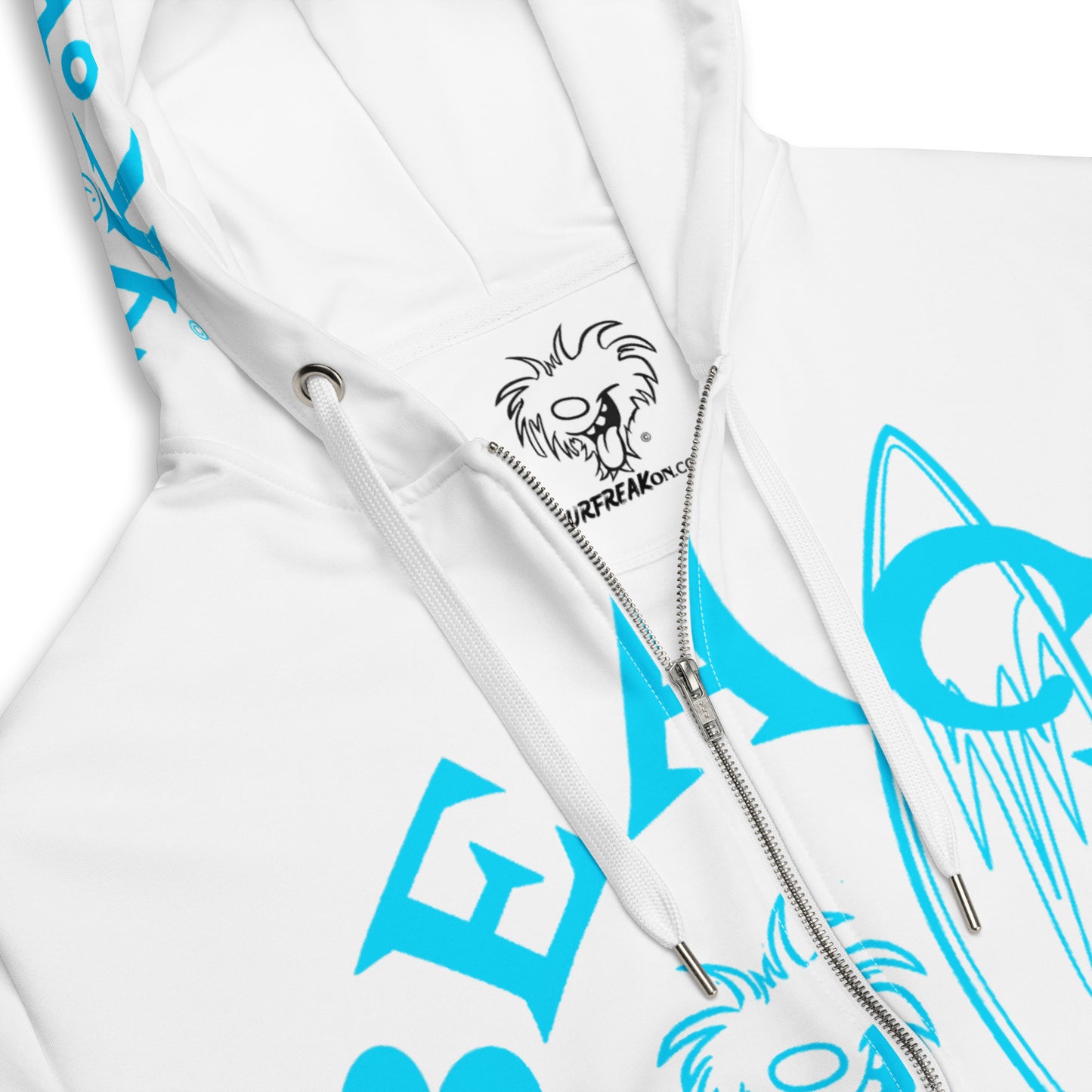 NEON BLUE BEACH FREAK SPLASH'D© ZIP-UP HOODIE