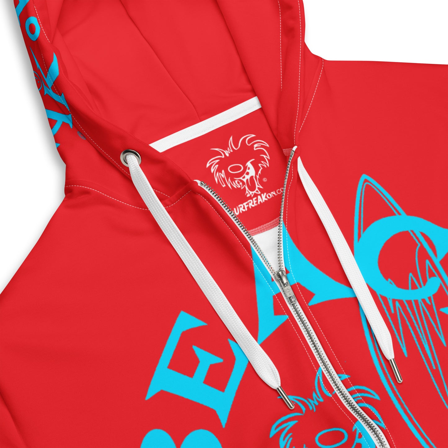 NEON BLUE BEACH FREAK SPLASH'D© ZIP-UP HOODIE
