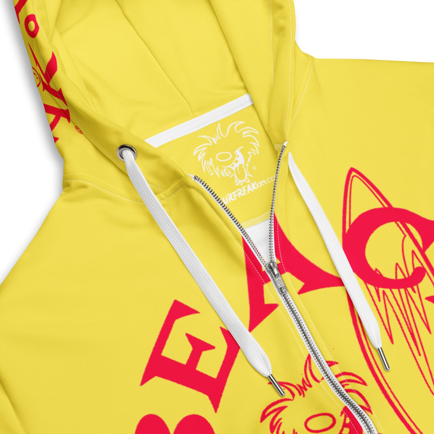 NEON RED BEACH FREAK© SPLASH'D© ZIP-UP HOODIE