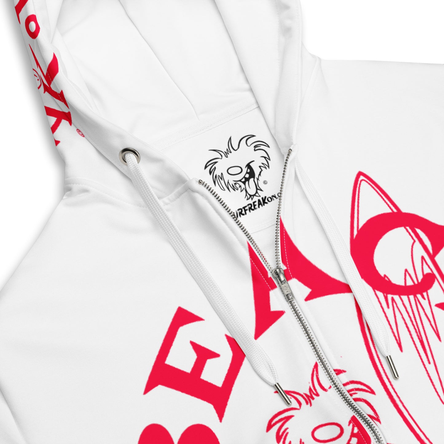 NEON RED BEACH FREAK© SPLASH'D© ZIP-UP HOODIE