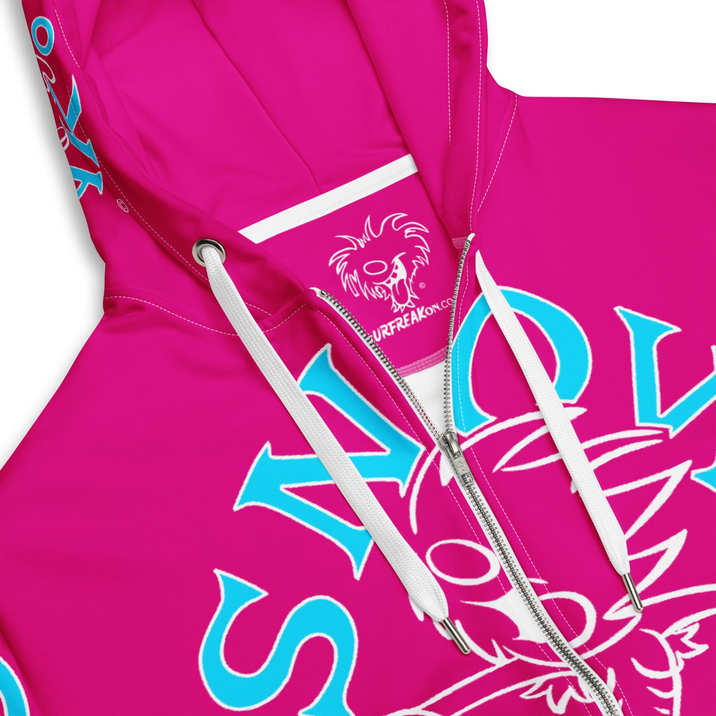 NEON BLUE 'N' WHITE SNOW FREAK SPLASH'D© ZIP-UP HOODIE