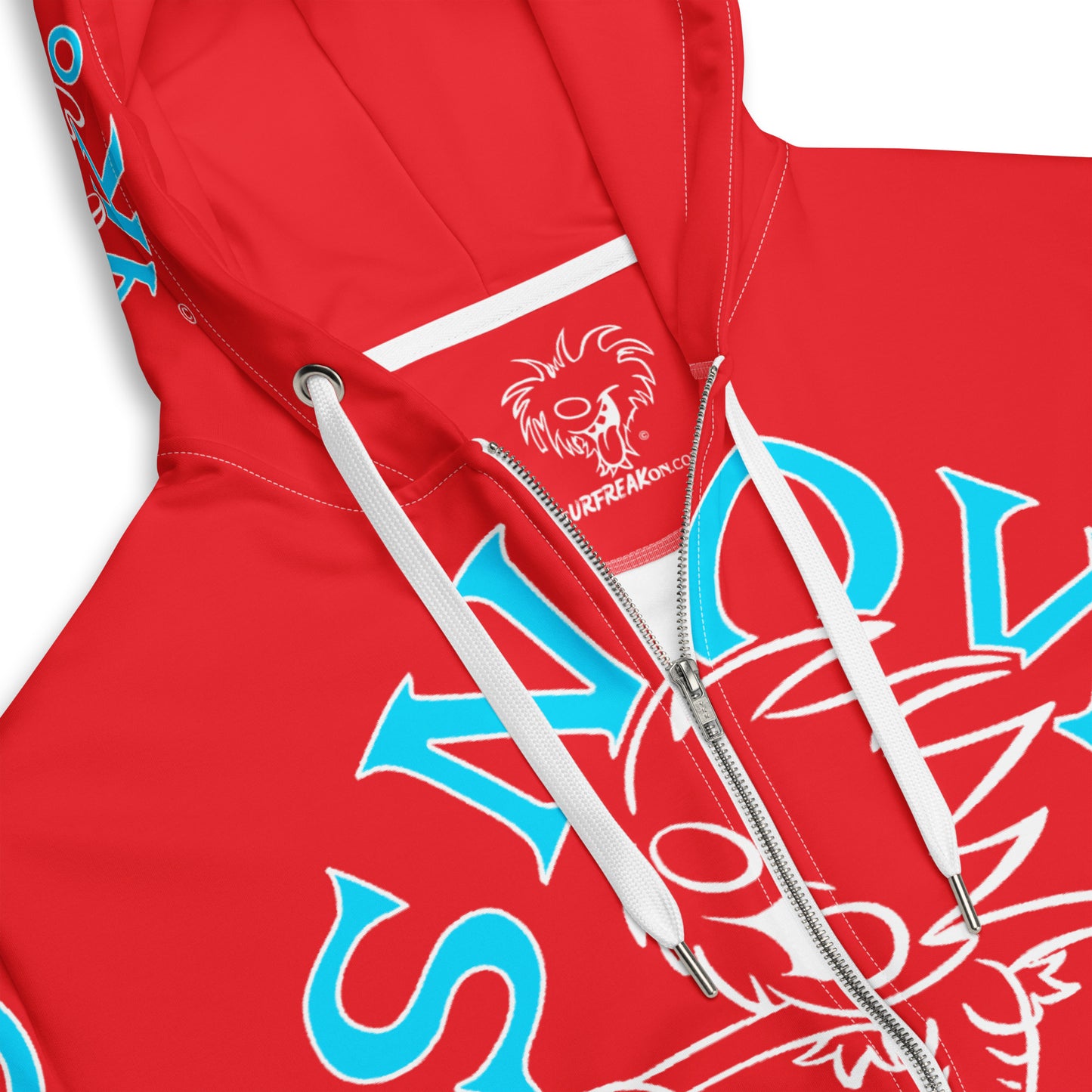 NEON BLUE & WHITE SNOW FREAK© SPLASH'D© ZIP-UP HOODIE