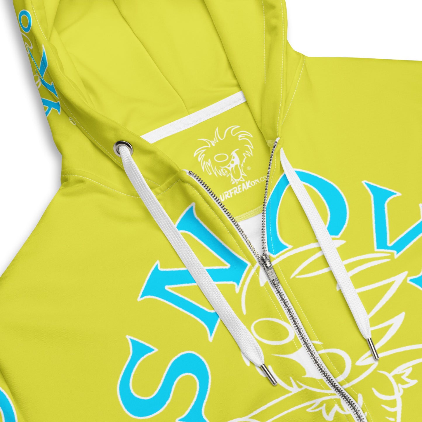 NEON BLUE & WHITE SNOW FREAK© SPLASH'D© ZIP-UP HOODIE