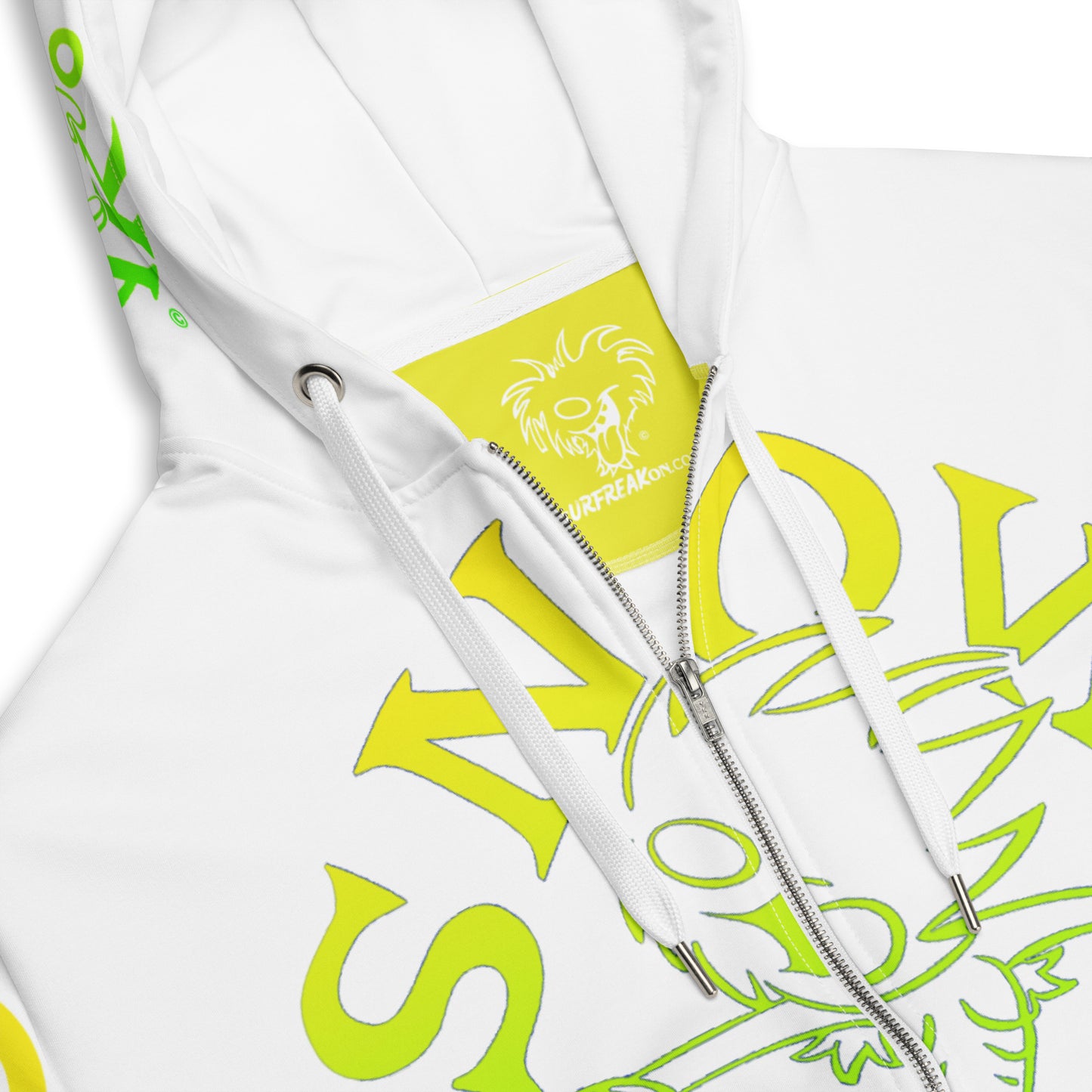 LIME 'N' YELLOW SNOW FREAK SPLASH'D© ZIP-UP HOODIE