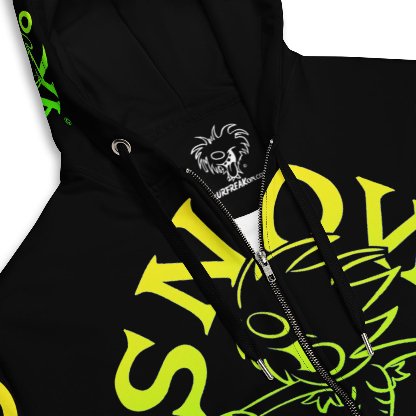 LIME 'N' YELLOW SNOW FREAK SPLASH'D© ZIP-UP HOODIE
