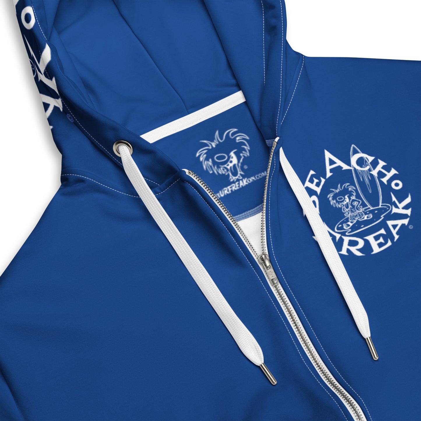 WHITE BEACH FREAK© TRADITIONAL ZIP-UP HOODIE